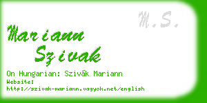 mariann szivak business card