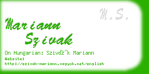 mariann szivak business card